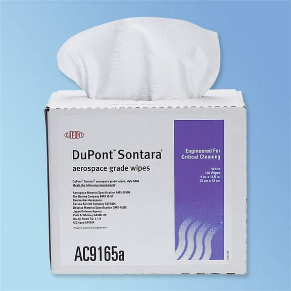 Sontara® Aerospace Grade Wipes AC9165A, Dispenser Box, 9" x 16.5", 100/box