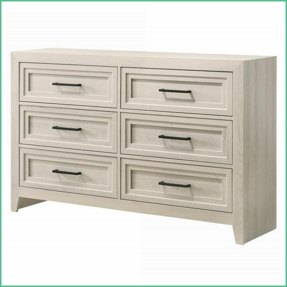 Dresser | Contemporary 6-Drawer Geometric Design | Off White | Wood