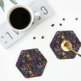 thumbnail image 4 of Lsque Flowers And Birds Pattern 4" Drink Coasters Set of 4, PVC Leather Absorbent Coasters, Table Coaster Set Decorative Coffee Cup Coasters Housewarming Gift -Hexagon, 4 of 6