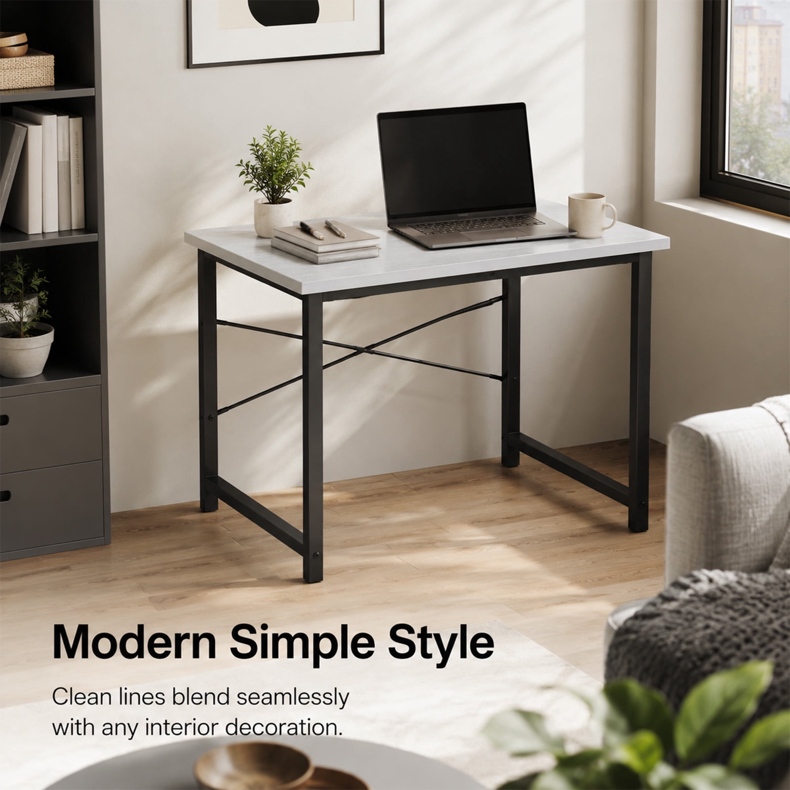 Alvantor Computer Desk 31.5" Small Office Table for Home Bedroom, Modern Study Writing Workstation with X-Shaped Reinforcement