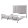 thumbnail image 2 of Kate Modern King Size Bed, ChannelTufted, Gray Fabric, White Wood Frame, 2 of 7