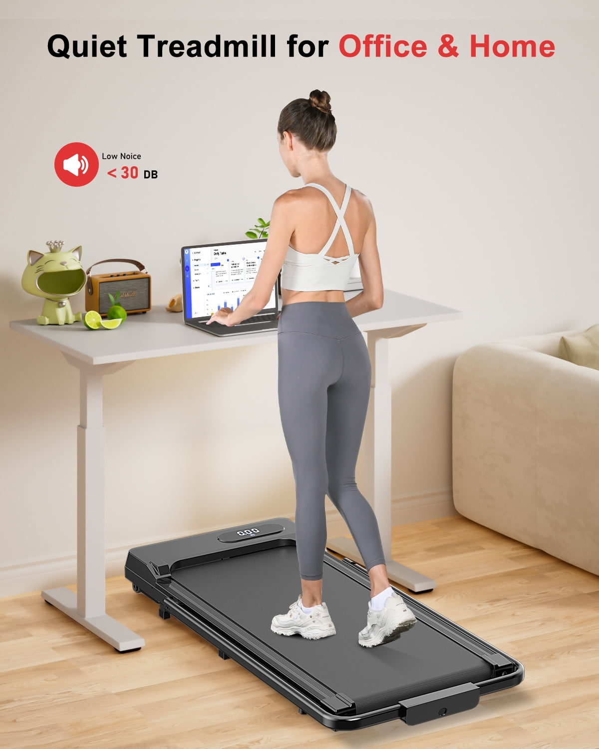 Bigzzia Foldable Walking Pad,2 in 1 Under Desk Treadmill with Remote Control and LED Display,320lb Capacity,Compact & Small Treadmill for Home & Office,Black