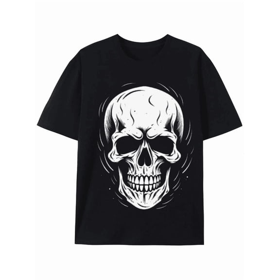 Greenink Bold Black Skull Graphic Tee for Men