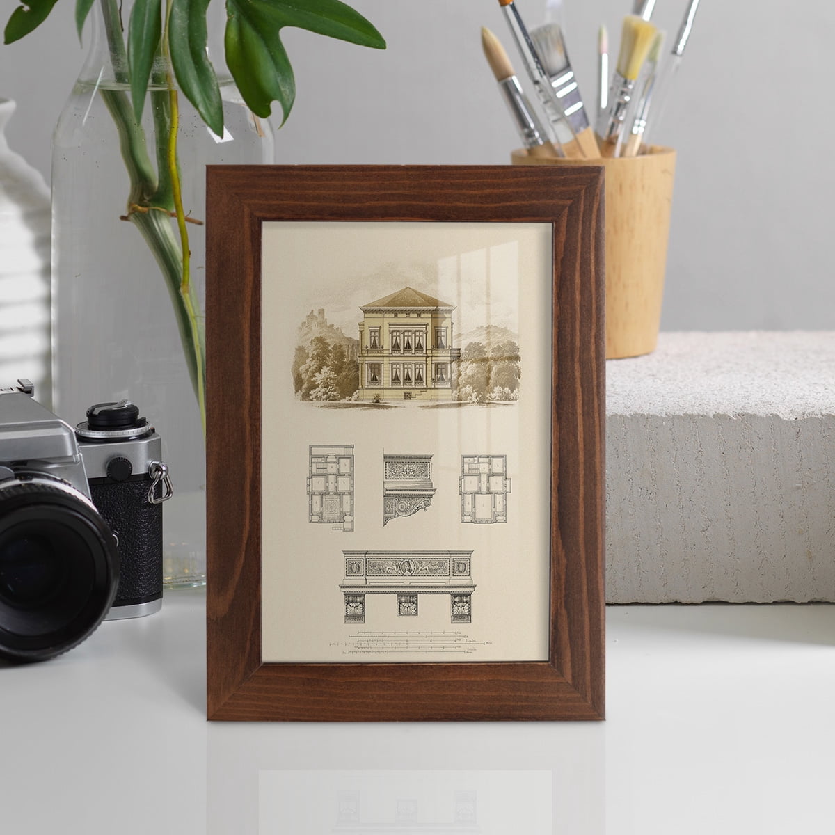Estate and Plan I -Framed Print w/glass-Chestnut