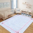thumbnail image 3 of Garvee 10'x13' Checkered Cherry Area Rug Washable Border Carpet, Soft Non-Slip Low Pile Farmhouse Rug for Living Room Bedroom Home Office, Blue, 3 of 10