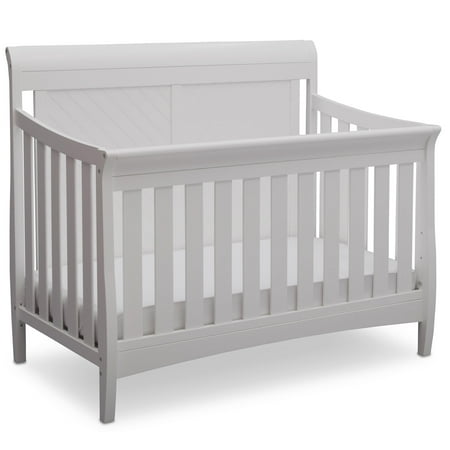 Delta Children Bennington Elite Sleigh 4-in-1 Convertible Crib, Bianca White