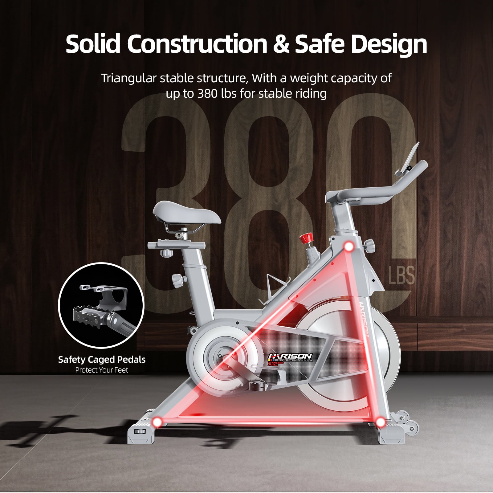 HARISON Exercise Bikes 350lbs Capacity with Bluetooth, Stationary Bikes for Home with iPad Holder & Comfortable Seat Cushion