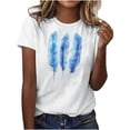 thumbnail image 3 of AGWOLF T Shirts for Women Summer Casual Short Sleeve Shirt Funny Feather Graphic Tees Loose Fit Crewneck Blouses Womens Print Tops, 3 of 5