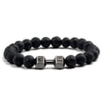 thumbnail image 2 of Pulsera De Mancuernas De Piedra De Lava Volcánica Negra Natural Pulseras De Cuentas Mate Negras Para Mujeres Hombres Fitness Barbell Joyería, 2 of 4