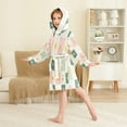 thumbnail image 4 of FORMRS Niños Bathrobe Unisex Hooded Robe Soft Plush Pajamas Sleepwear, Size 7-9T, Beige Abstract, 4 of 7