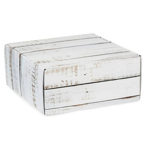 6 PK, Distressed Wood Gourmet Shipping Boxes, 9 x 9 x 4" For Party, Holiday & Events