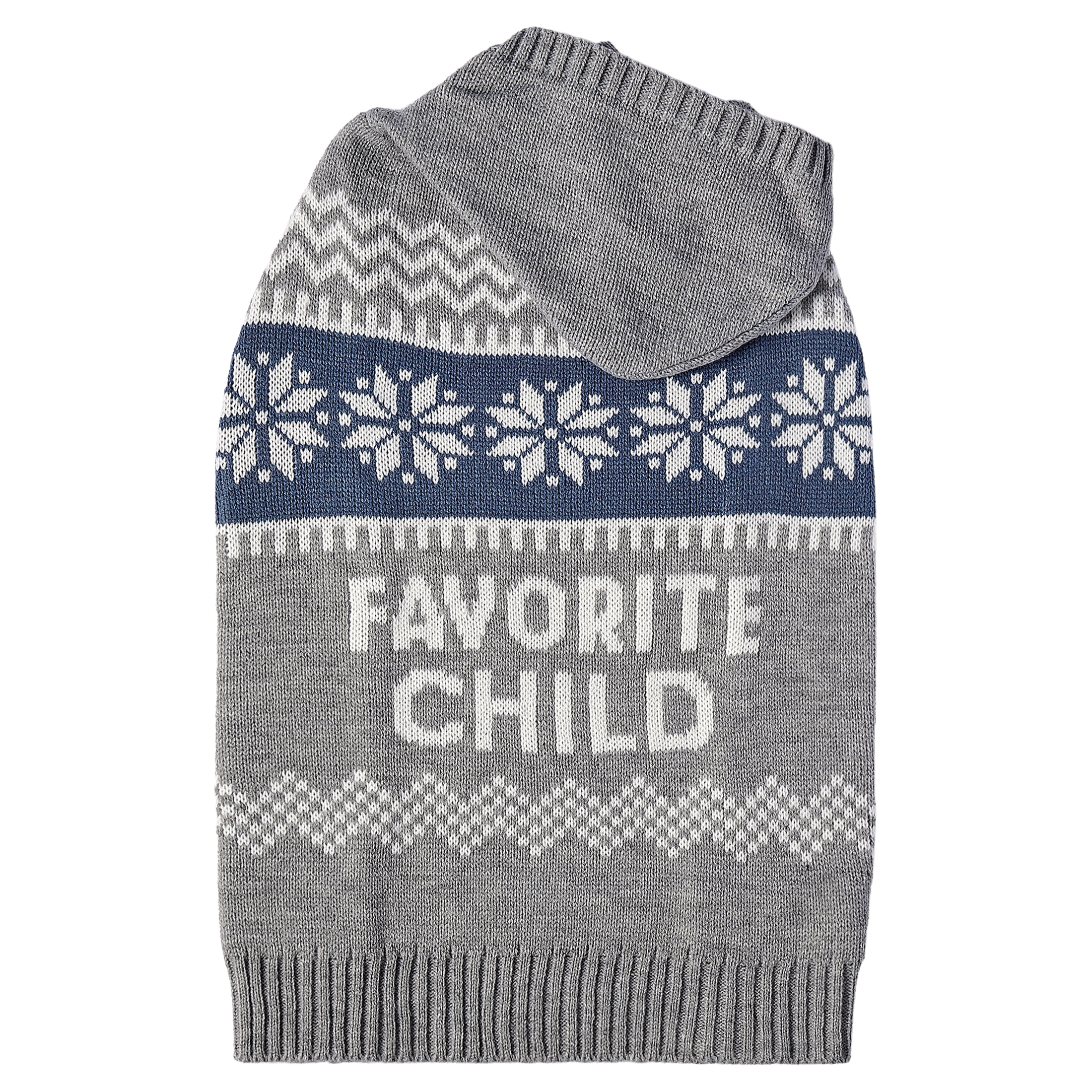 Vibrant Life Holiday Hooded Pet Sweater for Dogs, Favorite Child, Gray, Medium