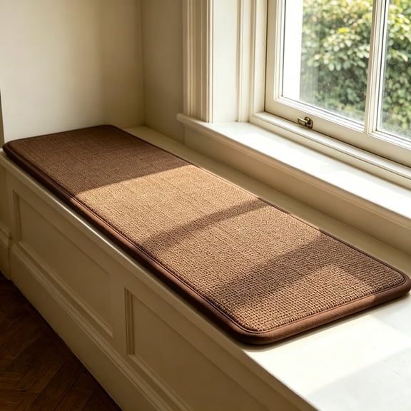 Cmunyle Coffee Long Bench Cushion with Linen Look Woven Cover Thick Filling and Non Slip Base for Window Seat Sofa Bench and Hallway Seating