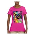 thumbnail image 3 of Funny Neon Pug | Dean Russo Art Animal Lover Womens T-Shirt, Fuschia, Large, 3 of 6