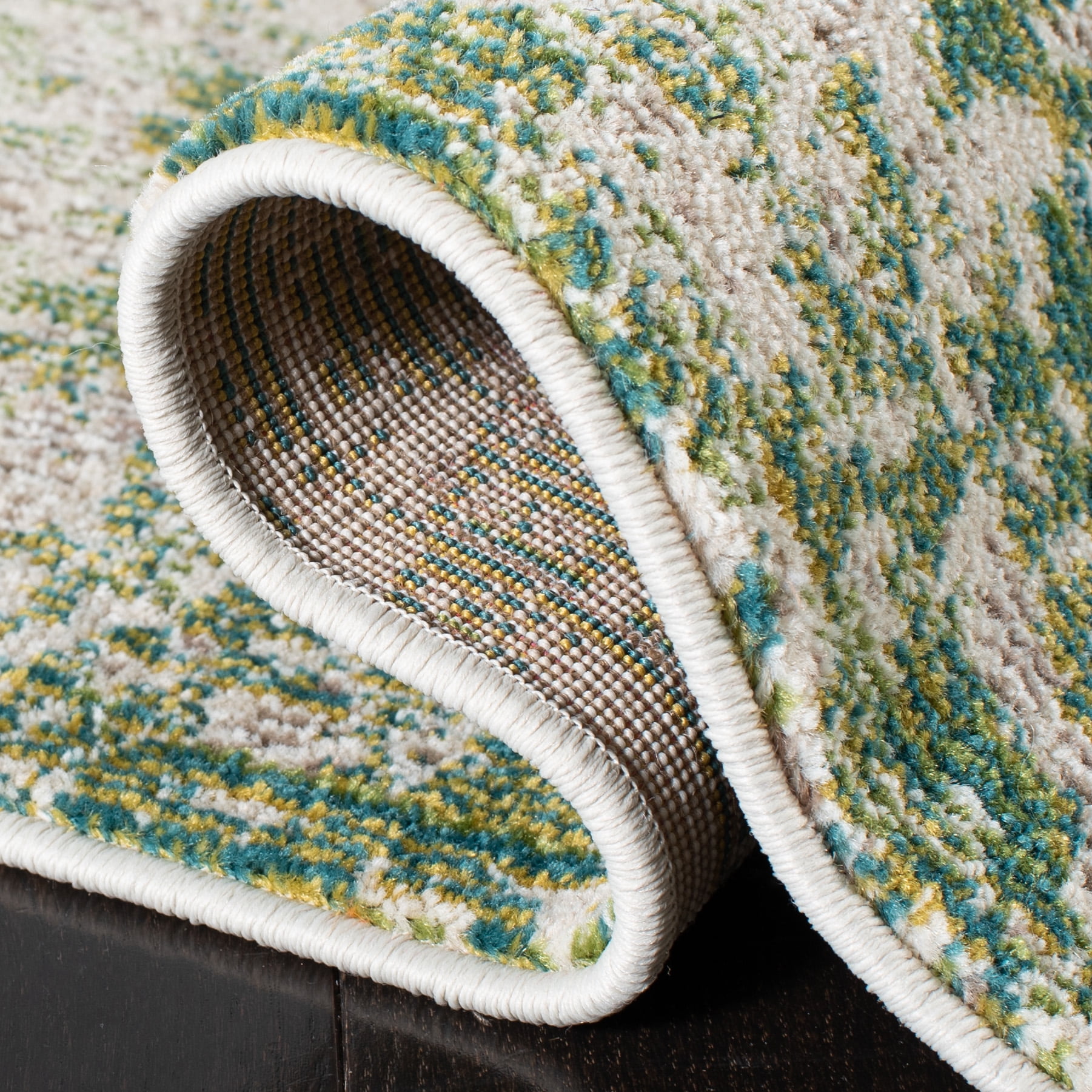 SAFAVIEH Madison Seanan Abstract Area Rug, Green/Ivory, 6'7" x 6'7" Round