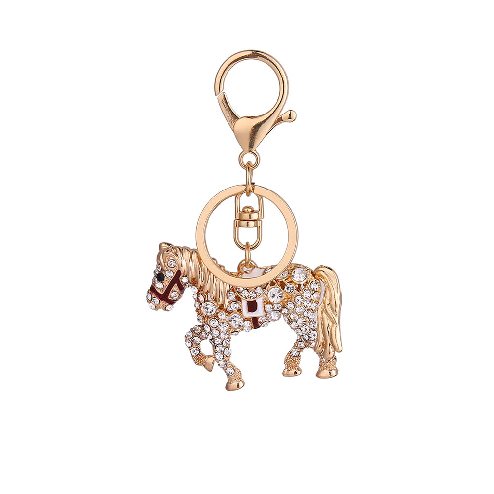 Lovely horse Keyring bag chain Rhinestone Charm Pendant Keyfob Keychain gift 