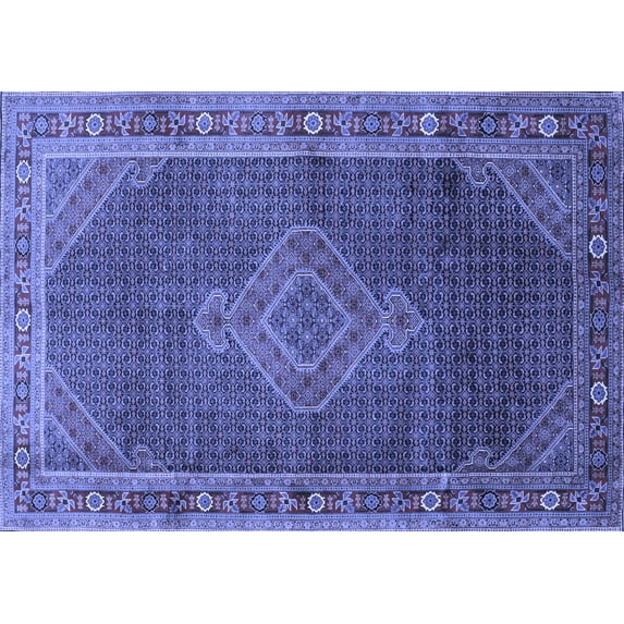 Ahgly Company Indoor Rectangle Medallion Blue Traditional Area Rugs, 5' x 7'