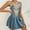 Blue, variant on Nrmvnmi Women's Sleepwear & Dresses Retro Solid Applique Slip Nightdress, V Neck Nipped Waist Backless A-line Sleep Mini Dress Mothers day Gifts for Wife