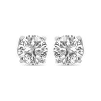 2 CTW Round Lab Grown Diamond Solitaire Stud Earrings with Basket Setting Screwbacks in 14K White Gold (E-F, VS1-VS2)