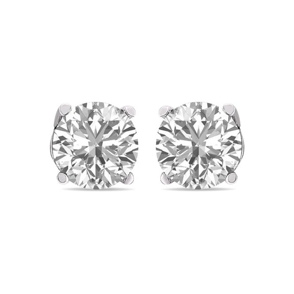 2 CTW Round Lab Grown Diamond Solitaire Stud Earrings with Basket Setting Screwbacks in 14K White Gold (E-F, VS1-VS2)
