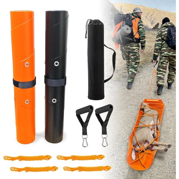 Firegowin 2-Pack Deer Drag Sled - Heavy-Duty 600D PVC Tear-Resistant Hunting Mats, Portable 73" x 22.8" Game Hauler with Ropes, Waterproof for Deer, Elk, Fishing