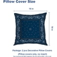 thumbnail image 7 of Blue Black Decorative Pillow Covers 16x16 Inch Set of 2, Floral Paisley Bandana Silk Neck Scarf Kerchief Pattern Cushion Throw Pillow Covers Outdoor Sofa Couch Pillowcase, 7 of 7