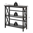 thumbnail image 4 of Giantex 3-Tier Bookcase & Bookshelf, Stable Open Storage Shelf w/Solid Wood Frames & X-Design for Home Office, Black, 4 of 8