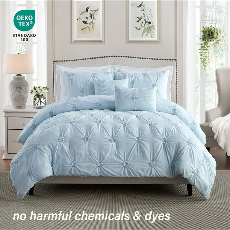 Swift Home Extra Plush Floral Pintuck Comforter Set, Twin - Twin