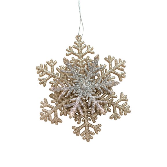 Tkrady 5PCS Gold Glitter Ornaments, Christmas Glitter Winter Wonderland Christmas Tree Decorations, 4.72 Inch, Gold-Style G