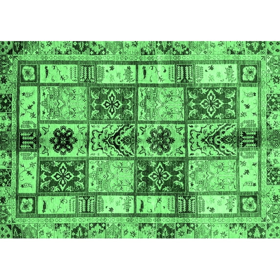 Ahgly Company Indoor Rectangle Abstract Emerald Green Modern Area Rugs, 7' x 10'