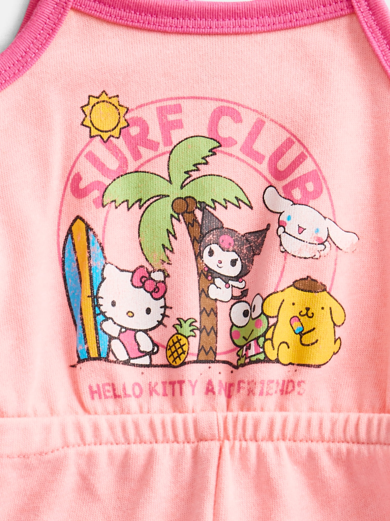 Hello Kitty and Friends Baby Girls Sleeveless Graphic Romper with Matching Bow Headband, Sizes 0/3M-24M