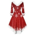 thumbnail image 6 of Christmas Party Printed Dresses For Women Vintage Christmas Midi Dress, Casual Dresses, Cocktail Dress, Party Festive Dresses, Holiday Print, Retro Style,Vermilion,2XL, 6 of 6