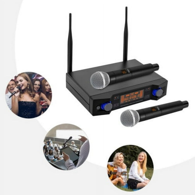 Shzicmy Dual Wireless Cordless Microphone, Iron/Plastic Shzicmy Dual Wireless Cordless Microphone, Iron/Plastic