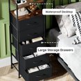 thumbnail image 6 of Eunos Black Tall Nightstand with Charging Station, 5 Fabric Drawer Dresser for Bedroom with LED and Handle, 6 of 8
