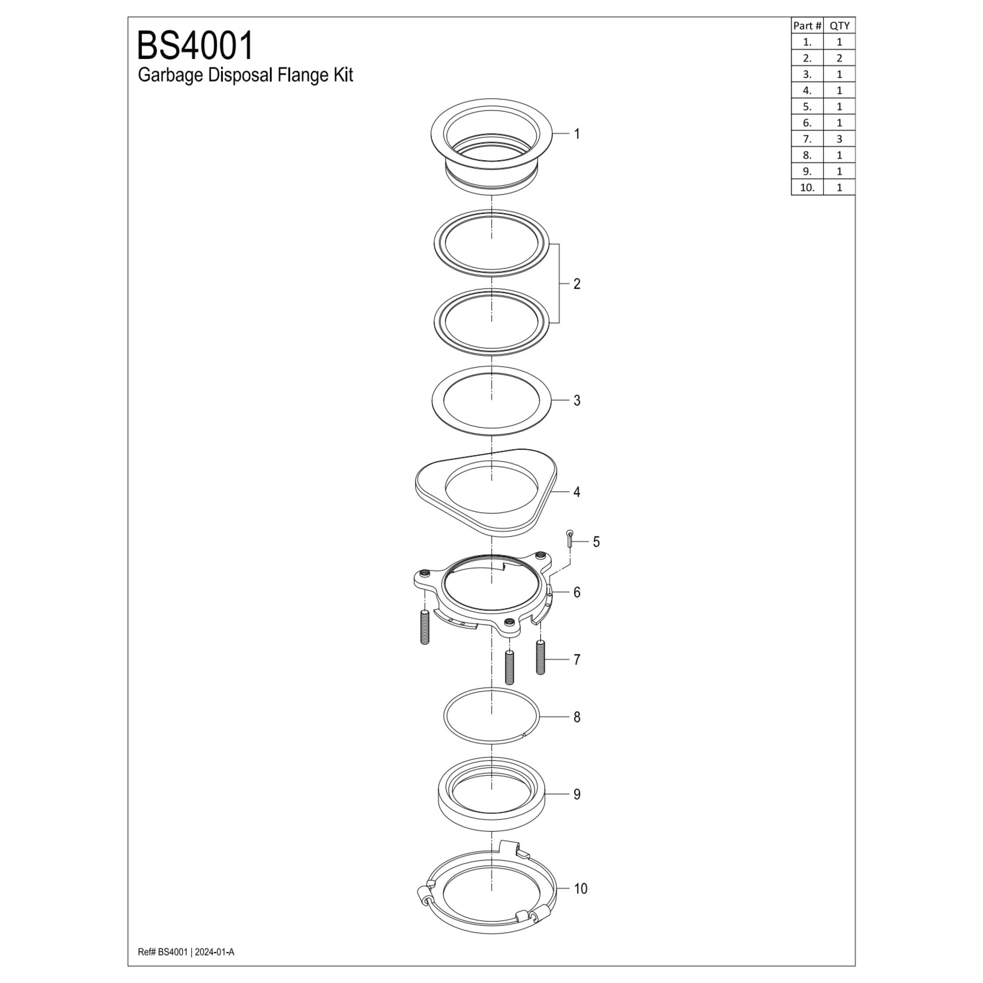 Kingston Brass BS4001 Made to Match Garbage Disposal Flange, Polished Chrome