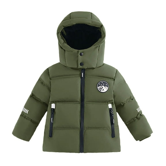 Breezora Boys Short Puffer Jacket for Winter Warm Cold Proof Down Coat Active Children Outerwear 110 Size Blackish Green