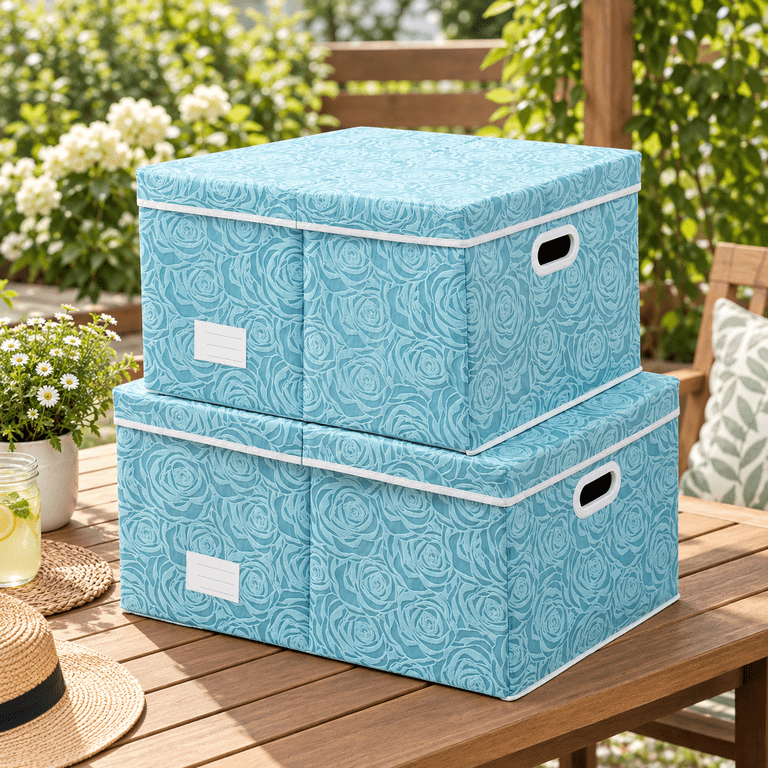 Collapsible Storcubes With Lids Fabric Decorative Bboxes Organizer ...