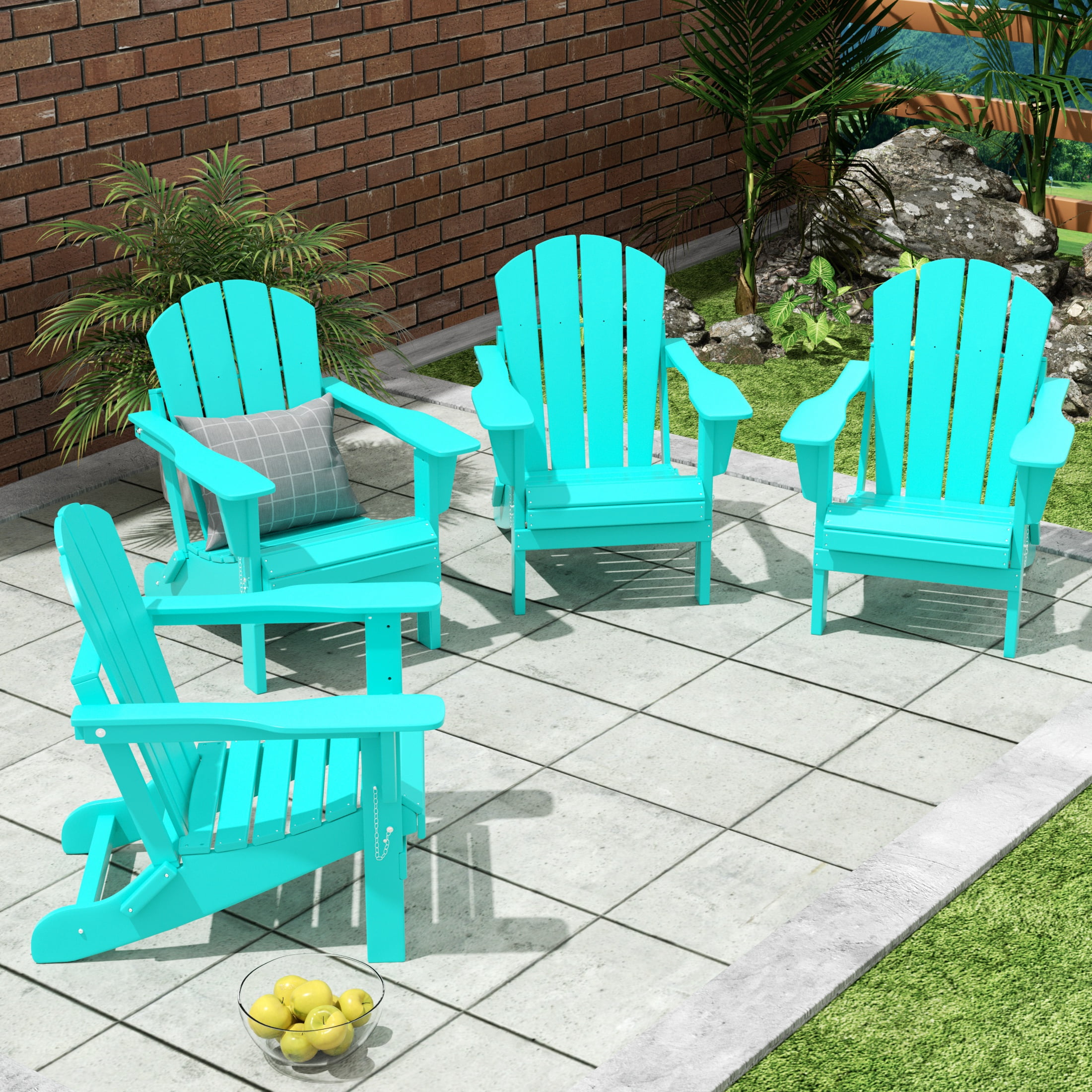 Westin Outdoor Patio Folding Adirondack Chair HDPE Plastic, Turquoise