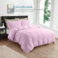 thumbnail image 2 of Luxurious 500-TC 100% Egyptian Cotton 3-Pieces Soft Duvet Cover Set ( Zipper Closure & Corner Ties ) ( 1-Duvet Cover & 2-Pillow Shams ) - Super King Plus Size ( 120" x 120" ) Inches, Lilac Stripe, 2 of 4