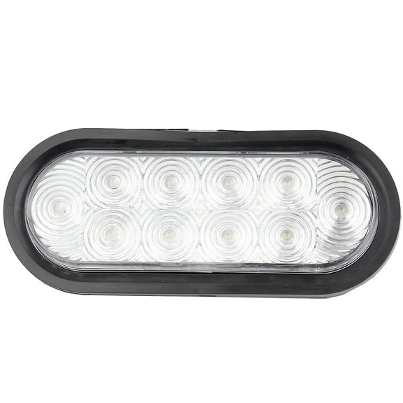 CCIYU 2 Pack New Clear White LED Light Bulb Led Oval Rubber Mount Sealed Marker Turn Signal Stop Tail Light w/grommet Truck Trailer RV