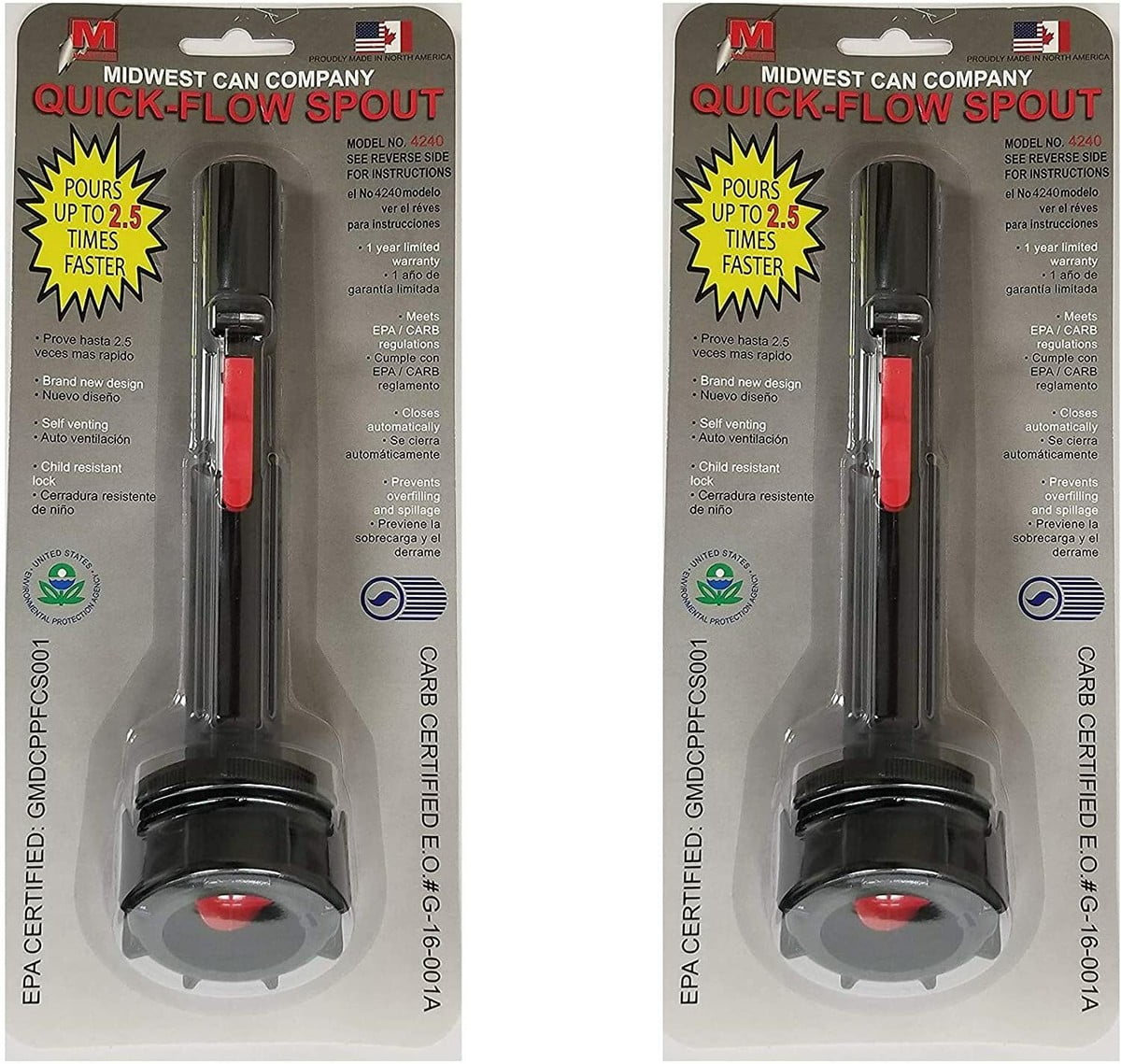 Midwest Can Quick-Flow Spout Replacement Kit for Gas, Kerosene, Diesel Cans only for Midwest fuel containers, Part #4240-10