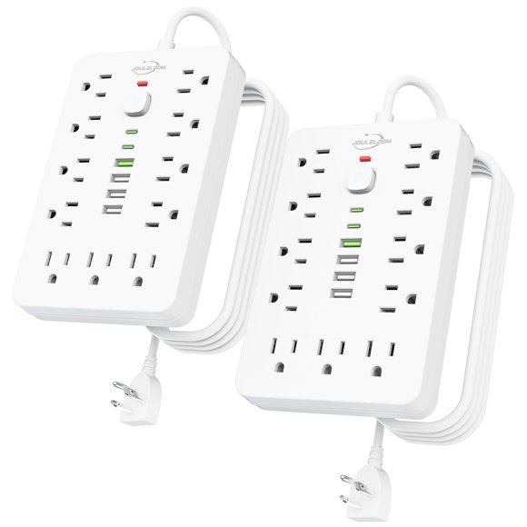 Regleta de alimentación con protector contra sobretensiones JouleLoom 17 en 1, 6 pies con USB