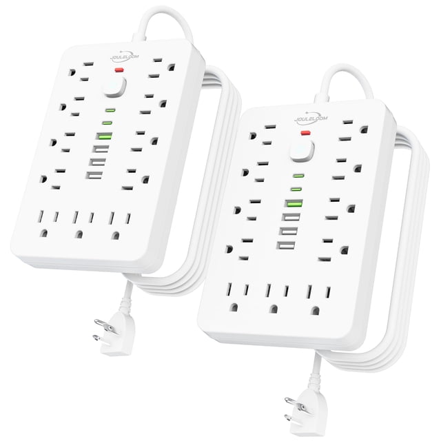 Regleta de alimentación con protector contra sobretensiones JouleLoom 17 en 1, 6 pies con USB