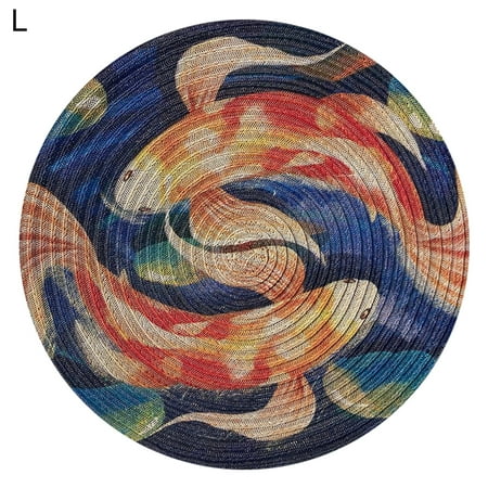 

Meizhencang Placemat Round Lotus Pattern PVC Decorative Versatile Table Mat for Home