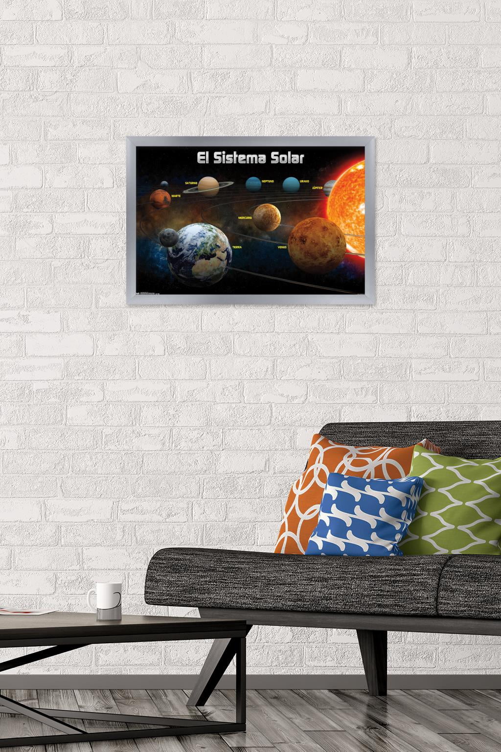 El Sistema Solar 2013 (Solar System) Wall Poster, 14.725" x 22.375", Framed