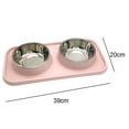 thumbnail image 2 of La comida de perro doble rueda los cuencos de la comida y del agua del acero inoxidable con la estera plástica del no derrame, 2 of 5