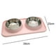 thumbnail image 2 of Cuencos dobles para comida y agua para perros de acero inoxidable con tapete de plástico antiderrames, 2 of 5