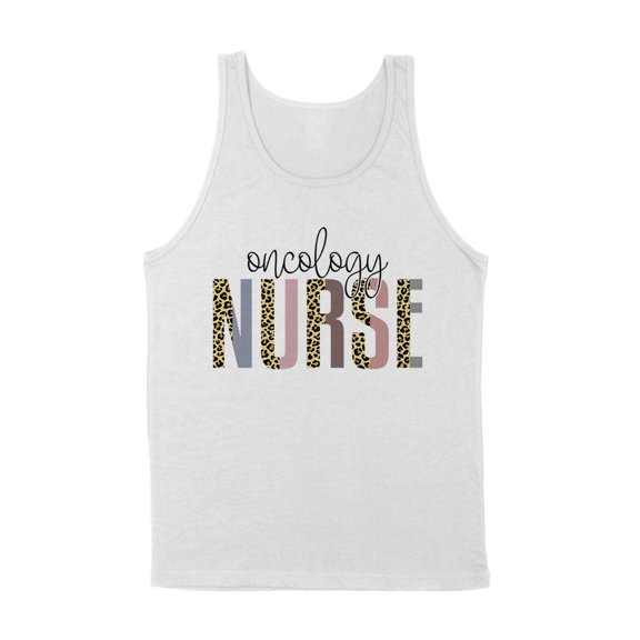 Oncology Nurse Leopard Print Tank Top Unisex Large White