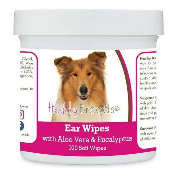 Healthy Breeds 192959823431 Collie Ear Cleaning Wipes with Aloe & Eucalyptus for Dogs - 100 Count