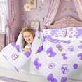thumbnail image 3 of meiyoeat Cute Bow Letter J Full Size Bedding Sets for Girls, Floral Plaid Full Size Bed in a Bag for Bedroom, Purple, Reversible, 7-Piece, 3 of 6